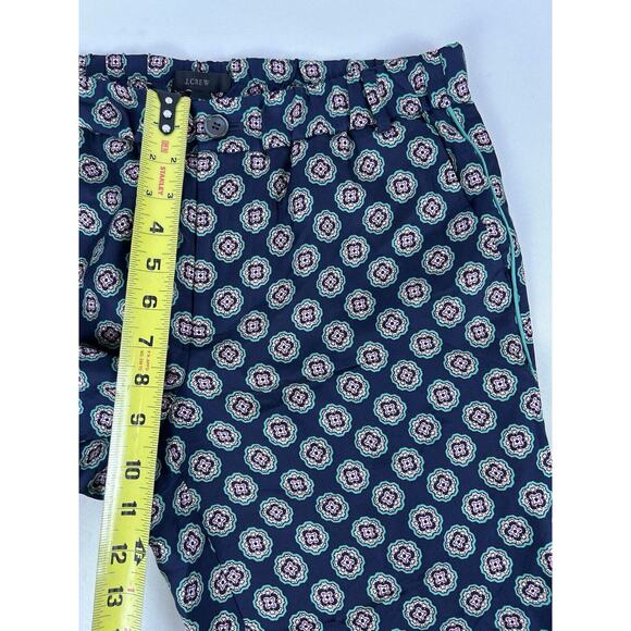 J. Crew Collection Low Rise Silk Capri In Navy Gold Geometric Print Pajama Sz 4 - Picture 10 of 12